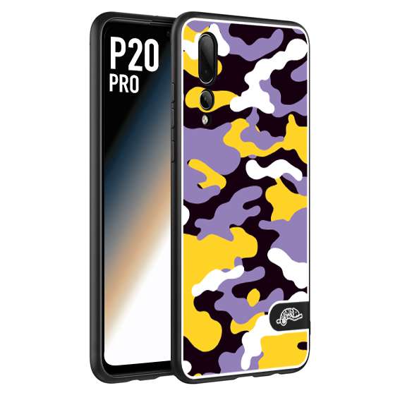 CUSTOMIZZA - Custodia cover nera morbida in tpu compatibile per Huawei P20 PRO camouflage mimetico militare viola lilla giallo