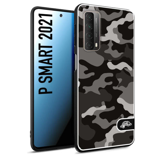 CUSTOMIZZA - Custodia cover nera morbida in tpu compatibile per Huawei P Smart 2021 camouflage mimetico militare nero black grigio