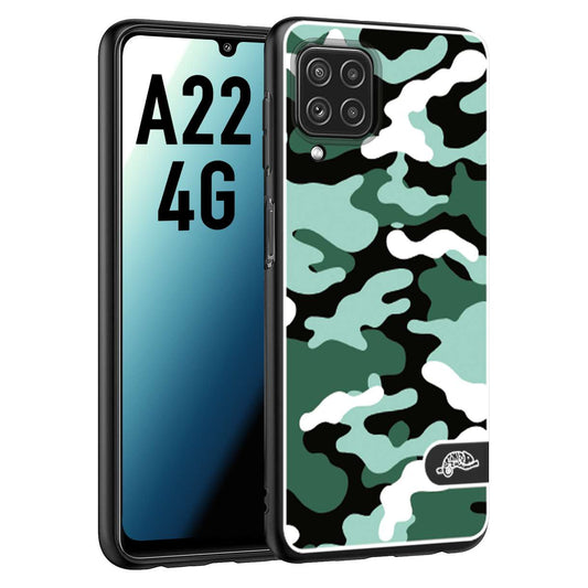 CUSTOMIZZA - Custodia cover nera morbida in tpu compatibile per Samsung A22 4G camouflage mimetico militare verde green