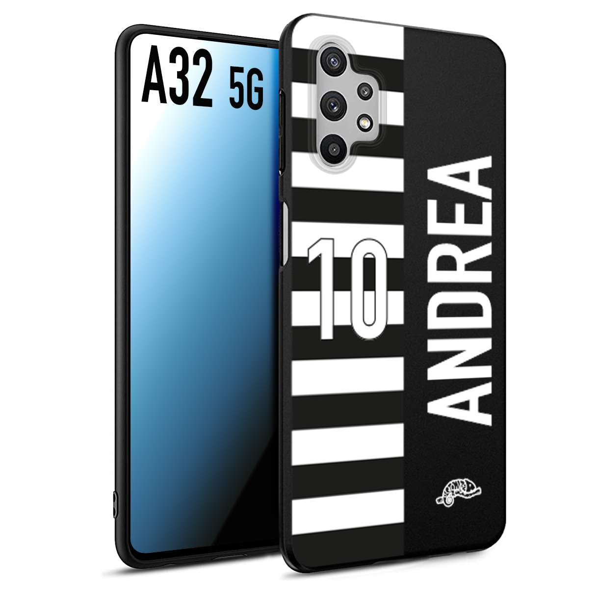 CUSTOMIZZA - Custodia cover nera morbida in tpu compatibile per Samsung A32 5G personalizzata calcio football nome e numero calciatori bianconera