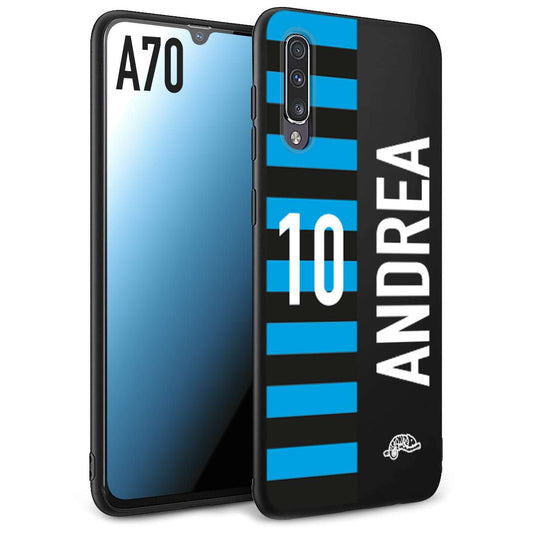 CUSTOMIZZA - Custodia cover nera morbida in tpu compatibile per Samsung A70 personalizzata calcio football nome e numero calciatori nerazzurra