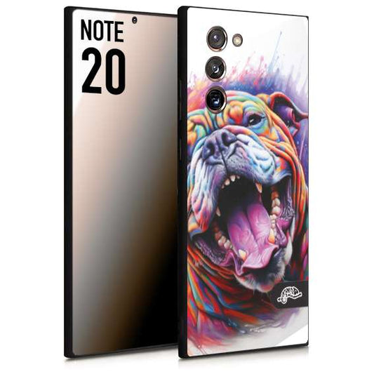 CUSTOMIZZA - Custodia cover nera morbida in tpu compatibile per Samsung NOTE 20 animali color bulldog cane dog colori vibranti disegnato schizzo