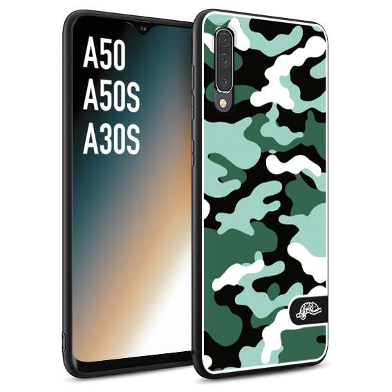 CUSTOMIZZA - Custodia cover nera morbida in tpu compatibile per Samsung A50 - A50S - A30S camouflage mimetico militare verde green