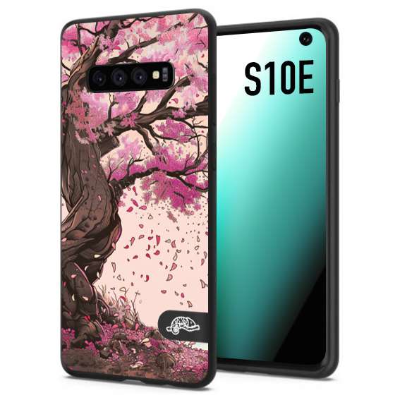 CUSTOMIZZA - Custodia cover nera morbida in tpu compatibile per Samsung S10E giapponese colori morbidi fiori di ciliegio rosa disegnata