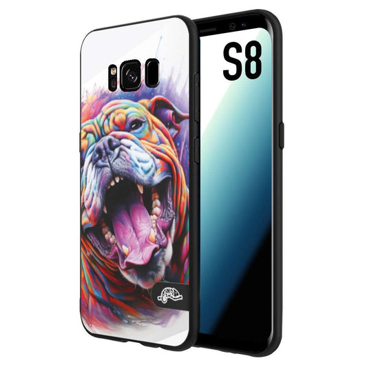 CUSTOMIZZA - Custodia cover nera morbida in tpu compatibile per Samsung S8 animali color bulldog cane dog colori vibranti disegnato schizzo