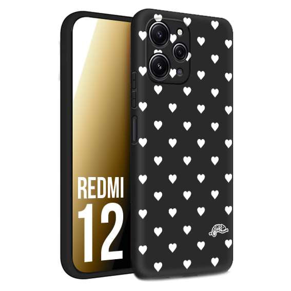 CUSTOMIZZA - Custodia cover nera morbida in tpu compatibile per Xiaomi Redmi 12 cuori pois bianchi donna pin up vintage