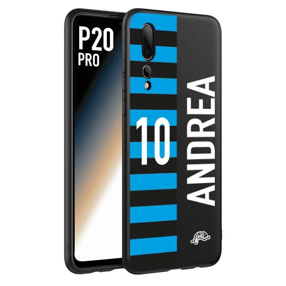 CUSTOMIZZA - Custodia cover nera morbida in tpu compatibile per Huawei P20 PRO personalizzata calcio football nome e numero calciatori nerazzurra