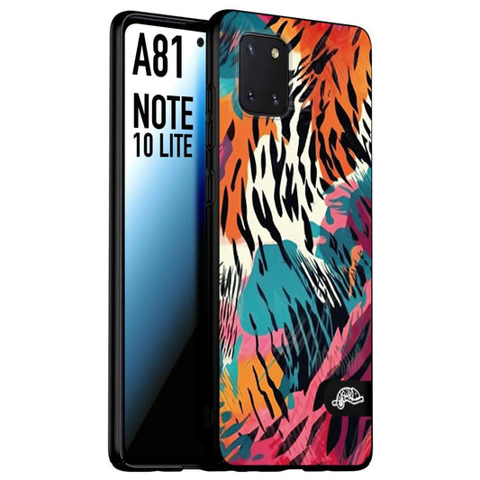 CUSTOMIZZA - Custodia cover nera morbida in tpu compatibile per Samsung A81 - Note 10 Lite leopardato maculato tigrato tiger colorata summer color