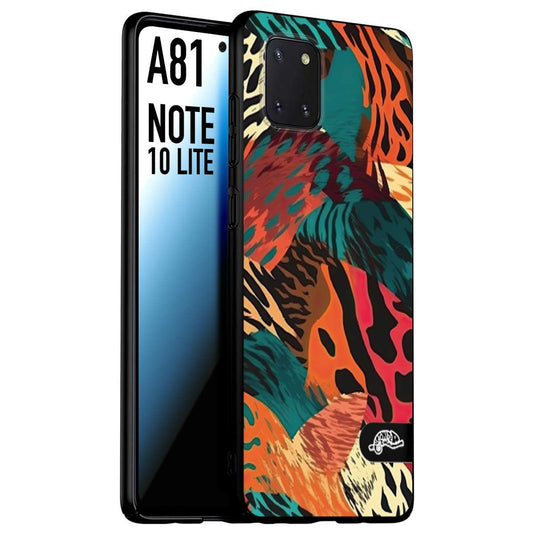 CUSTOMIZZA - Custodia cover nera morbida in tpu compatibile per Samsung A81 - Note 10 Lite leopardato tigrato tiger colorata summer arancio verde fucsia