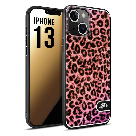 CUSTOMIZZA - Custodia cover nera morbida in tpu compatibile per iPhone 13 leopardato maculato donna rosa leopard