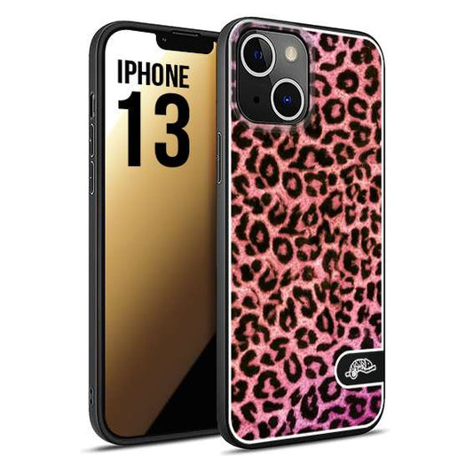 CUSTOMIZZA - Custodia cover nera morbida in tpu compatibile per iPhone 13 leopardato maculato donna rosa leopard