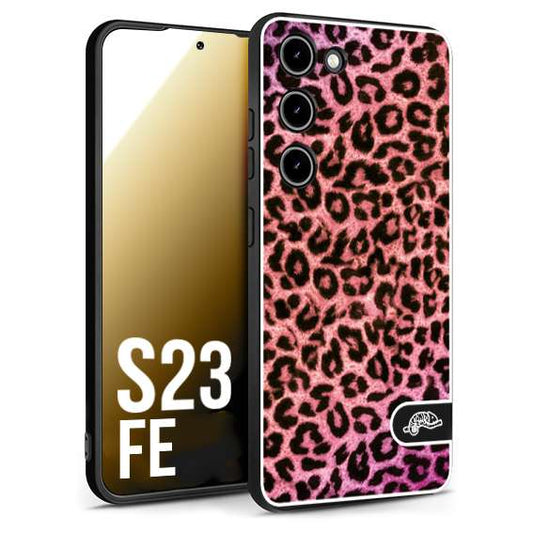 CUSTOMIZZA - Custodia cover nera morbida in tpu compatibile per Samsung S23 FE leopardato maculato donna rosa leopard