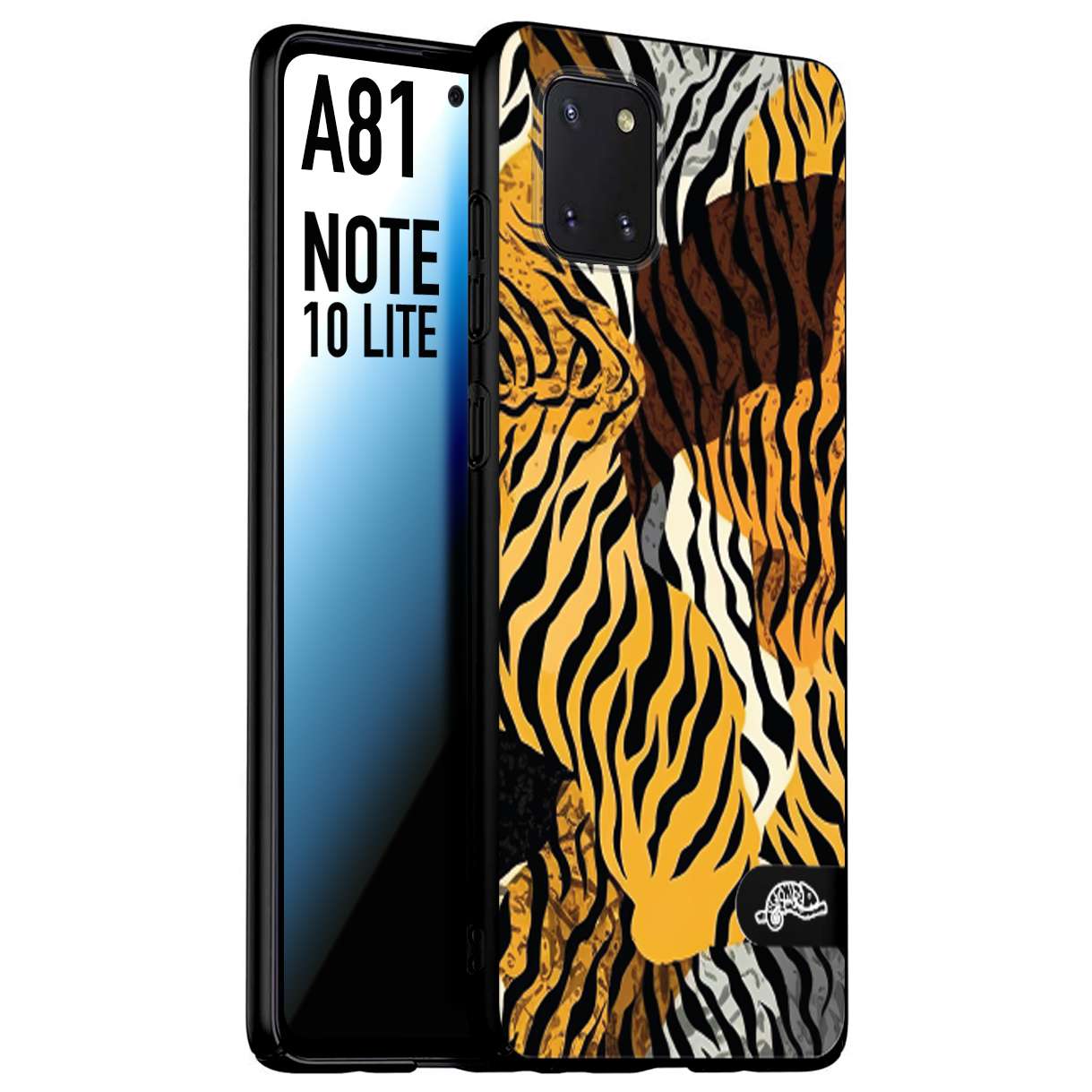 CUSTOMIZZA - Custodia cover nera morbida in tpu compatibile per Samsung A81 - Note 10 Lite leopardato tigrato tiger colorata donna fashion estate