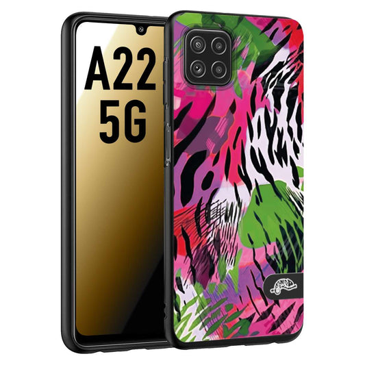 CUSTOMIZZA - Custodia cover nera morbida in tpu compatibile per Samsung A22 5G leopardato tigrato tiger colorata summer color verde fucsia