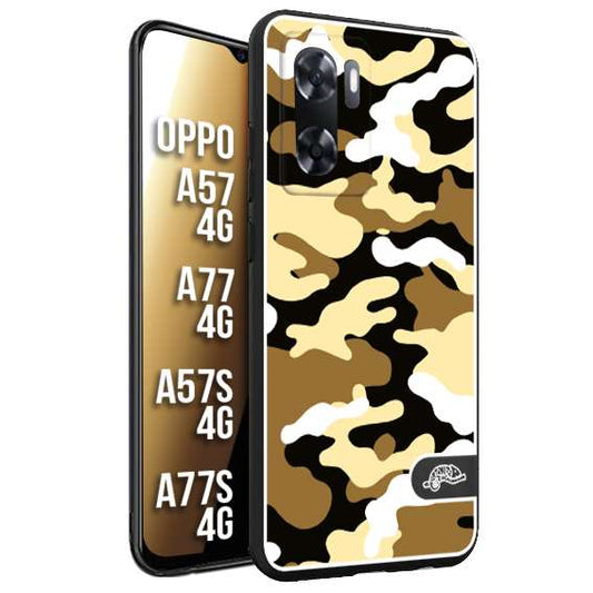 CUSTOMIZZA - Custodia cover nera morbida in tpu compatibile per Oppo A57 - A77 - A57S - A77S (4G) camouflage mimetico militare giallo desert brown