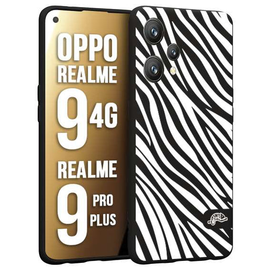 CUSTOMIZZA - Custodia cover nera morbida in tpu compatibile per Oppo Realme 9 4G - 9 PRO PLUS zebrata maculata a rilievo soft touch donna bianca