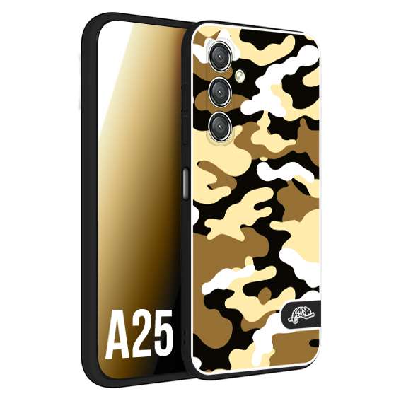 CUSTOMIZZA - Custodia cover nera morbida in tpu compatibile per Samsung A25 camouflage mimetico militare giallo desert brown