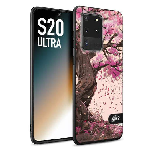 CUSTOMIZZA - Custodia cover nera morbida in tpu compatibile per Samsung S20 ULTRA giapponese colori morbidi fiori di ciliegio rosa disegnata