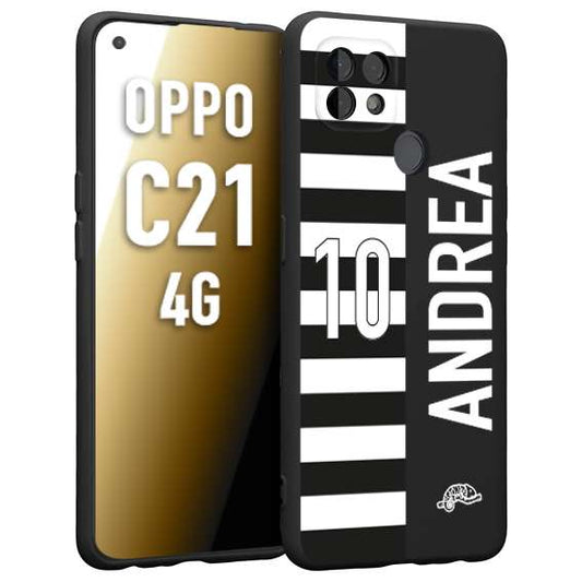 CUSTOMIZZA - Custodia cover nera morbida in tpu compatibile per Oppo Realme C21 4G personalizzata calcio football nome e numero calciatori bianconera