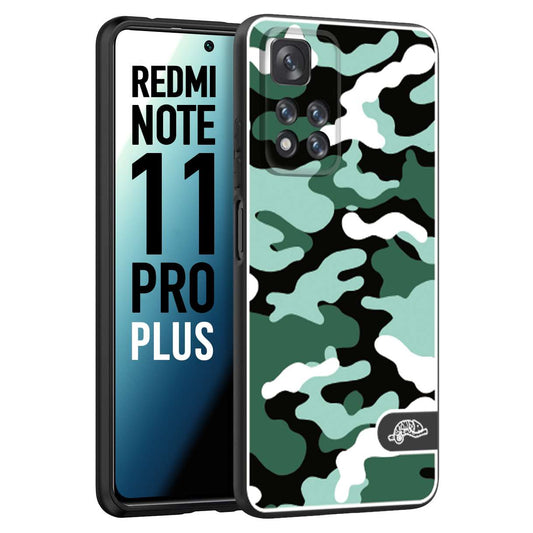 CUSTOMIZZA - Custodia cover nera morbida in tpu compatibile per Xiaomi Redmi Note 11 PRO PLUS camouflage mimetico militare verde green