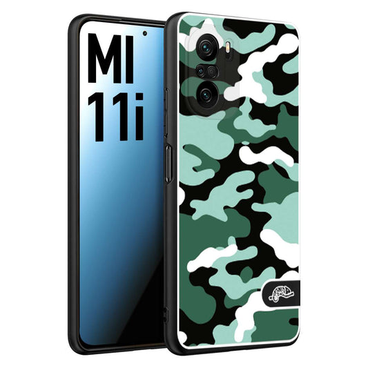 CUSTOMIZZA - Custodia cover nera morbida in tpu compatibile per Xiaomi Mi 11i camouflage mimetico militare verde green