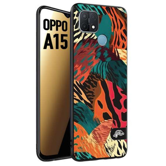 CUSTOMIZZA - Custodia cover nera morbida in tpu compatibile per Oppo A15 leopardato tigrato tiger colorata summer arancio verde fucsia