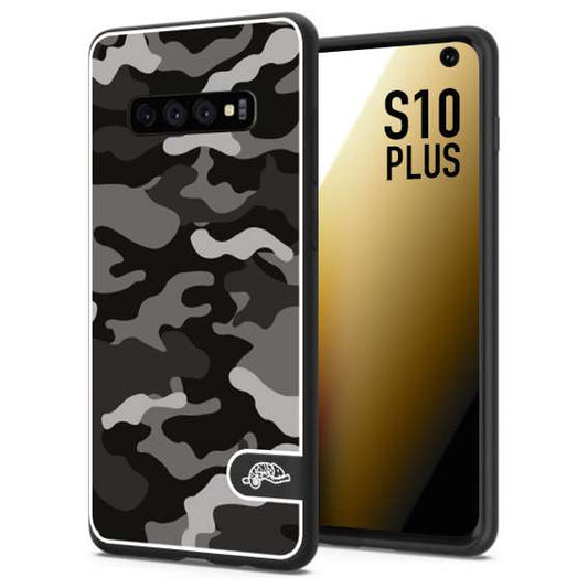 CUSTOMIZZA - Custodia cover nera morbida in tpu compatibile per Samsung S10 PLUS camouflage mimetico militare nero black grigio