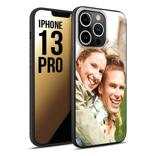 CUSTOMIZZA - Custodia cover nera morbida in tpu compatibile per iPhone 13 PRO personalizzata con foto immagine scritta a piacere