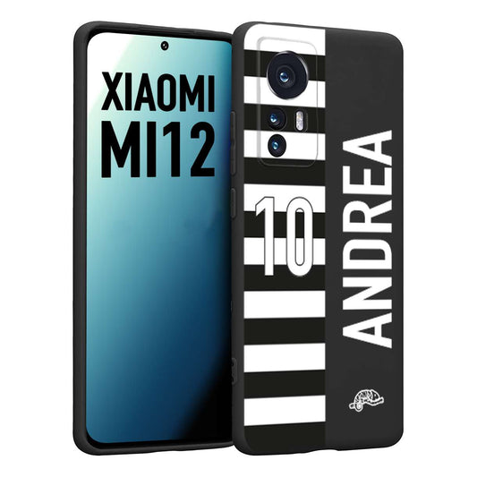 CUSTOMIZZA - Custodia cover nera morbida in tpu compatibile per Xiaomi 12 5G personalizzata calcio football nome e numero calciatori bianconera