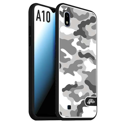 CUSTOMIZZA - Custodia cover nera morbida in tpu compatibile per Samsung A10 camouflage mimetico militare bianco white