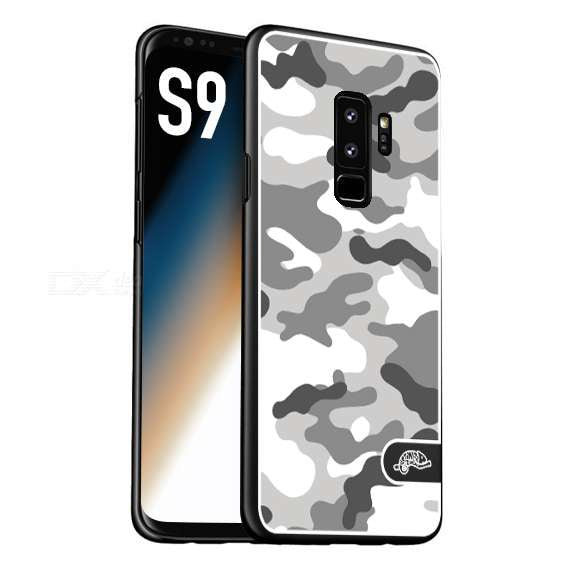 CUSTOMIZZA - Custodia cover nera morbida in tpu compatibile per Samsung S9 camouflage mimetico militare bianco white