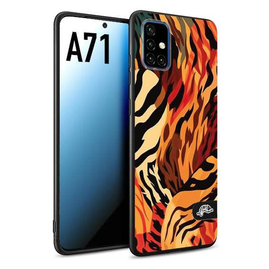 CUSTOMIZZA - Custodia cover nera morbida in tpu compatibile per Samsung A71 leopardato maculato tigrato tiger colorata gialla rossa arancio