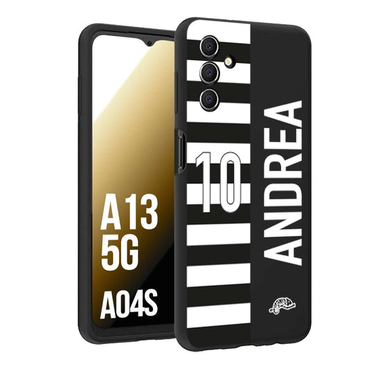 CUSTOMIZZA - Custodia cover nera morbida in tpu compatibile per Samsung A04S - A13 5G personalizzata calcio football nome e numero calciatori bianconera