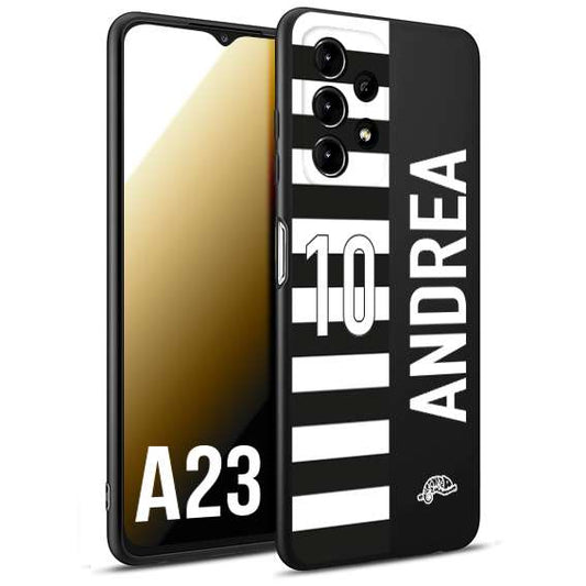 CUSTOMIZZA - Custodia cover nera morbida in tpu compatibile per Samsung A23 personalizzata calcio football nome e numero calciatori bianconera