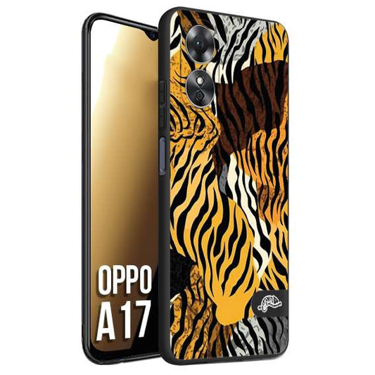 CUSTOMIZZA - Custodia cover nera morbida in tpu compatibile per Oppo A17 leopardato tigrato tiger colorata donna fashion estate