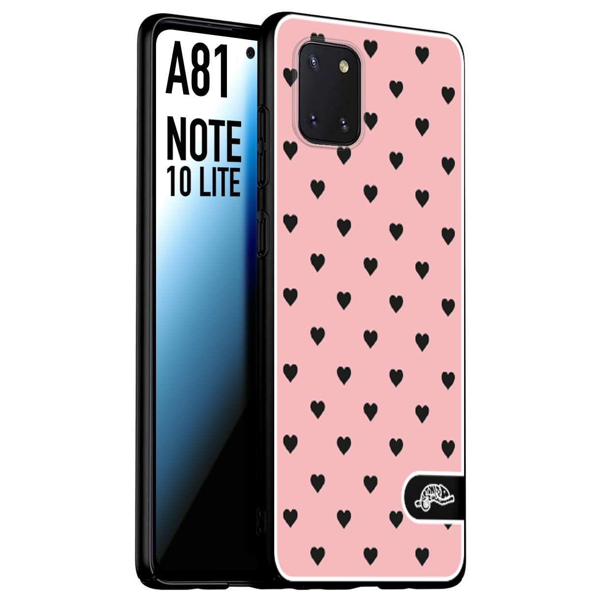 CUSTOMIZZA - Custodia cover nera morbida in tpu compatibile per Samsung A81 - Note 10 Lite cuori pois rosa donna pin up vintage