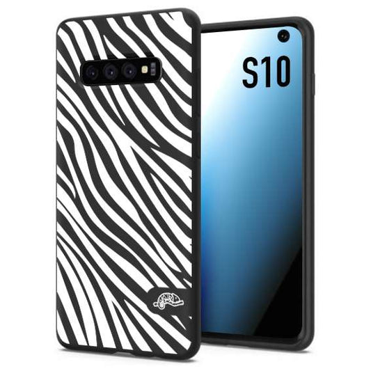 CUSTOMIZZA - Custodia cover nera morbida in tpu compatibile per Samsung S10 zebrata maculata a rilievo soft touch donna bianca