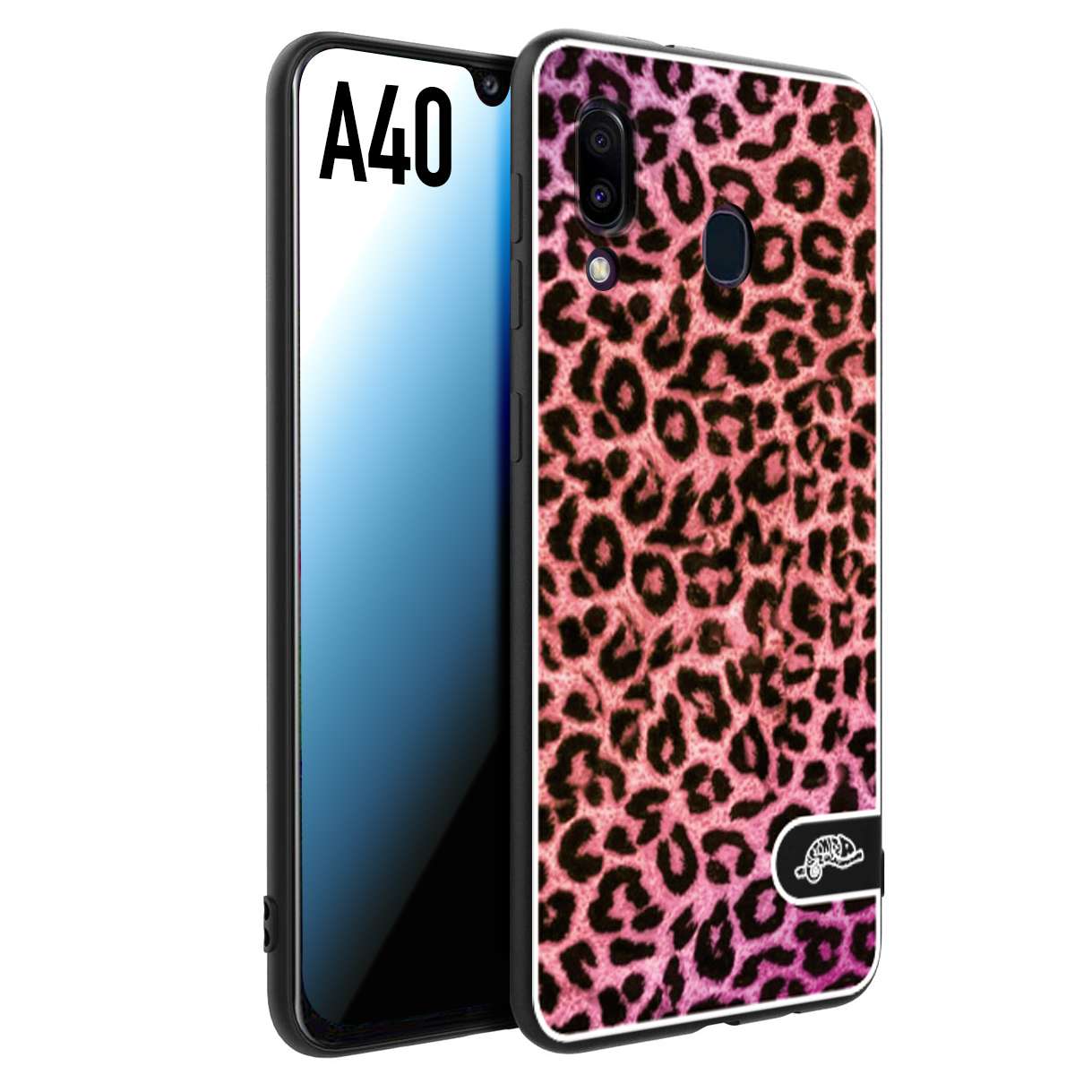 CUSTOMIZZA - Custodia cover nera morbida in tpu compatibile per Samsung A40 leopardato maculato donna rosa leopard