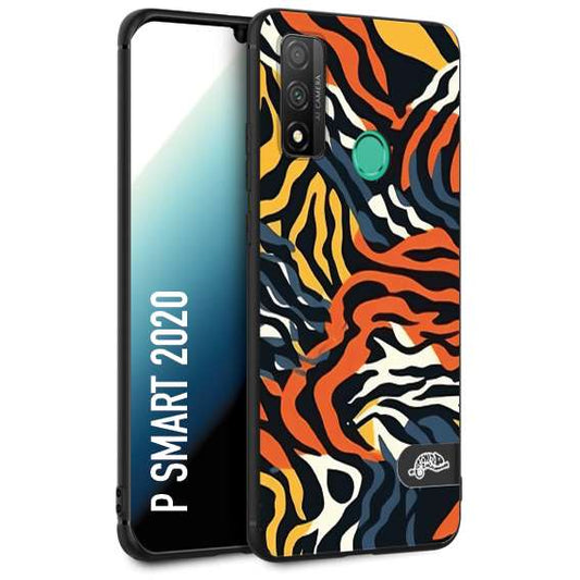 CUSTOMIZZA - Custodia cover nera morbida in tpu compatibile per Huawei P Smart 2020 leopardato maculato tigrato tiger colorata gialla blu arancio