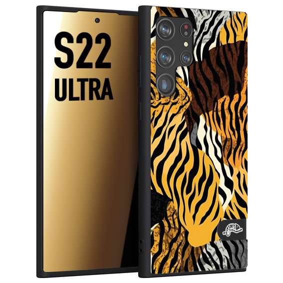 CUSTOMIZZA - Custodia cover nera morbida in tpu compatibile per Samsung S22 ULTRA leopardato tigrato tiger colorata donna fashion estate