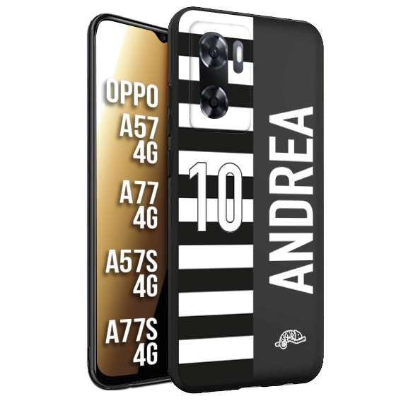 CUSTOMIZZA - Custodia cover nera morbida in tpu compatibile per Oppo A57 - A77 - A57S - A77S (4G) personalizzata calcio football nome e numero calciatori bianconera