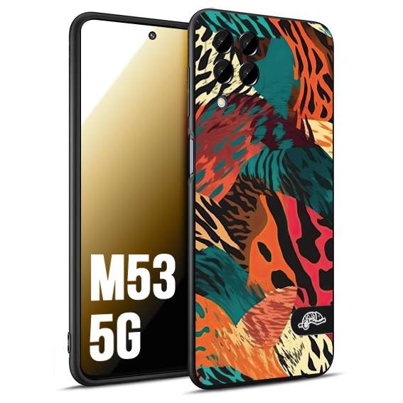 CUSTOMIZZA - Custodia cover nera morbida in tpu compatibile per Samsung M53 5G leopardato tigrato tiger colorata summer arancio verde fucsia