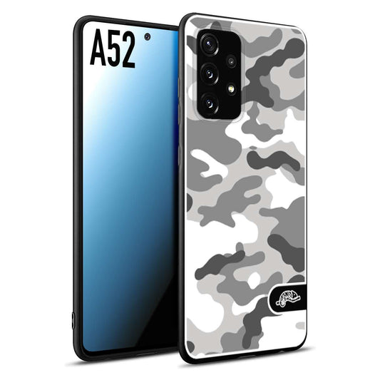 CUSTOMIZZA - Custodia cover nera morbida in tpu compatibile per Samsung A52 camouflage mimetico militare bianco white