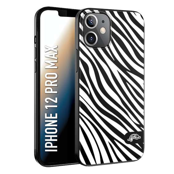 CUSTOMIZZA - Custodia cover nera morbida in tpu compatibile per iPhone 12 PRO MAX zebrata maculata a rilievo soft touch donna bianca