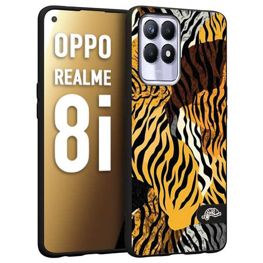 CUSTOMIZZA - Custodia cover nera morbida in tpu compatibile per Oppo Realme 8i leopardato tigrato tiger colorata donna fashion estate