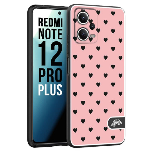 CUSTOMIZZA - Custodia cover nera morbida in tpu compatibile per Xiaomi Redmi Note 12 PRO PLUS cuori pois rosa donna pin up vintage