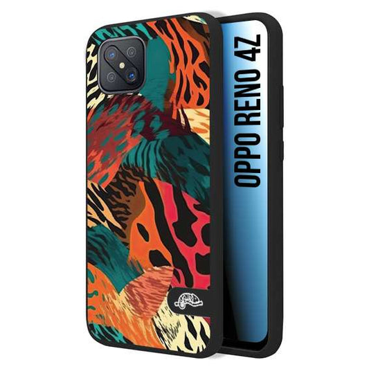 CUSTOMIZZA - Custodia cover nera morbida in tpu compatibile per Oppo Reno 4Z leopardato tigrato tiger colorata summer arancio verde fucsia