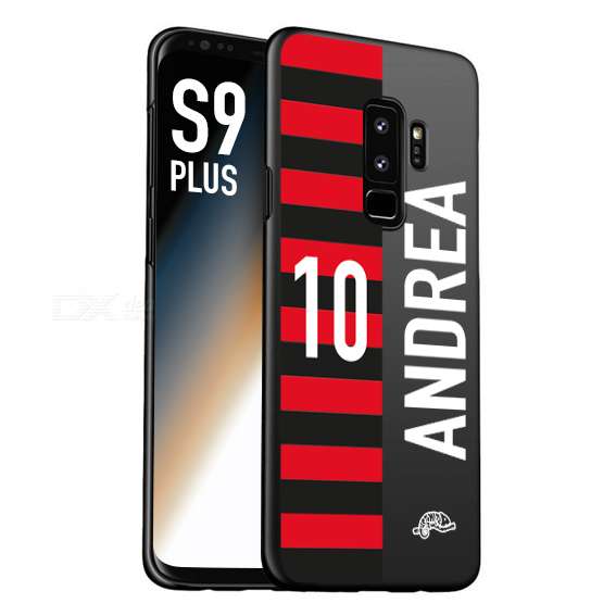 CUSTOMIZZA - Custodia cover nera morbida in tpu compatibile per Samsung S9 PLUS personalizzata calcio football nome e numero calciatori rossonera