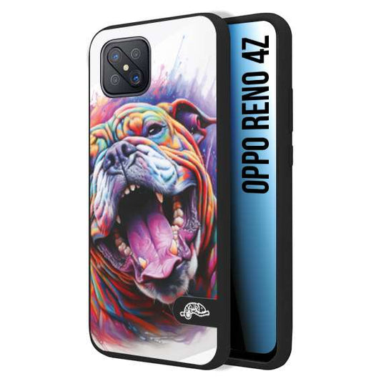 CUSTOMIZZA - Custodia cover nera morbida in tpu compatibile per Oppo Reno 4Z animali color bulldog cane dog colori vibranti disegnato schizzo