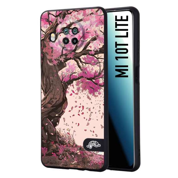 CUSTOMIZZA - Custodia cover nera morbida in tpu compatibile per Xiaomi Mi 10T LITE giapponese colori morbidi fiori di ciliegio rosa disegnata